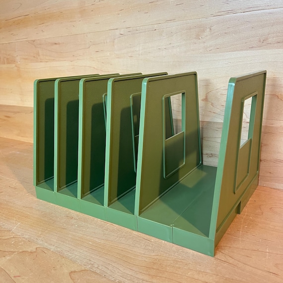 Vintage Avocado File Divider Midcentury Green Plastic Desk