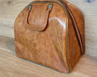 Vintage Bowling Bag: Midcentury Brown Vinyl League Sports Accessories