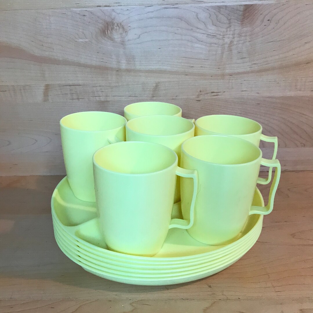 Vintage Plastic Picnic Set Hawkeye Burlington Basket Co. Six Divided