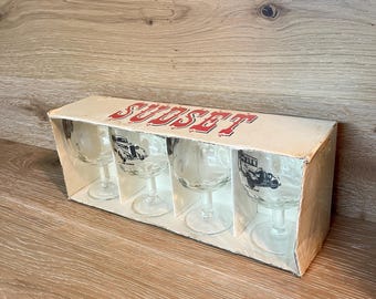 Vintage Beer Glasses: Midcentury "Sudset" American Lager Barware Glassware Goblets
