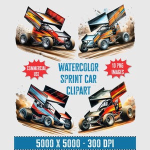 Clipart de carro de corrida: aquarela de carro de corrida (download digital, 300 DPI, 5000x5000 px)