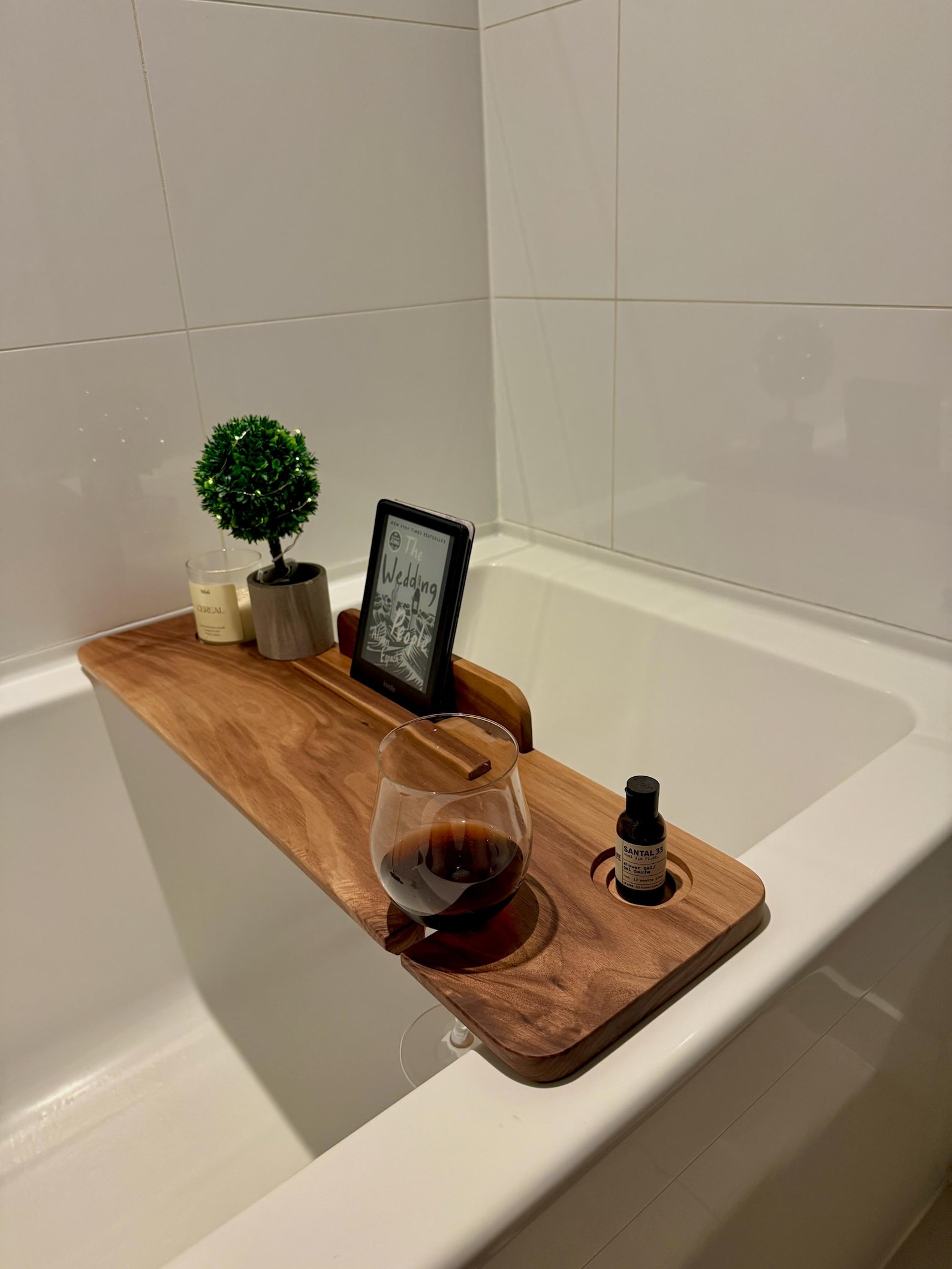 Solid Black Walnut Bath Tray - 8 1/2" x 29 1/2"