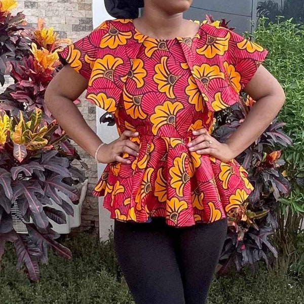 Haut  à basque en wax pour femme | Top africain | Haut imprimée africaine | Top Ankara | Haut wax