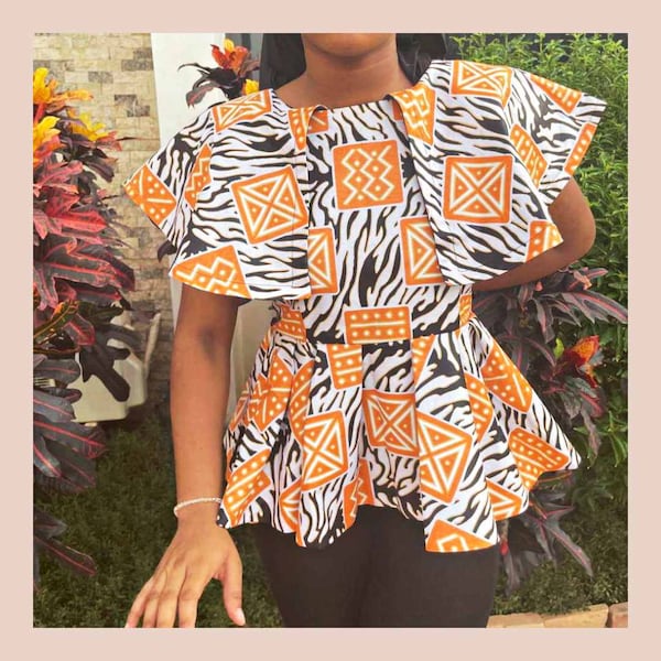 Haut  à basque en wax pour femme | Top africain | Haut imprimée africaine | Top Ankara | Haut wax