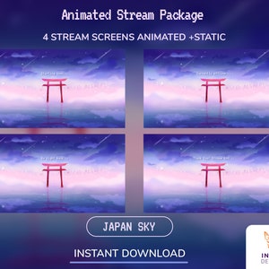 Animated Stream screens Japan | Twitch youtube | OBS | Streamlabs | kawaii graphics | aesthetic