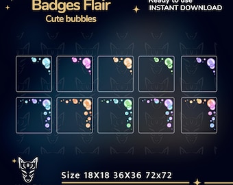 Kawaii Bubbles Badges Flair | Cute Stream Graphics (Digital Download)