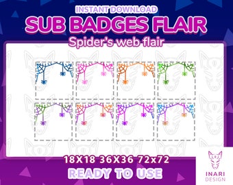 Spider Web badges flair on twitch - halloween / stream / subscriber / bit badges / emote / spider - Spooky stream on Halloween