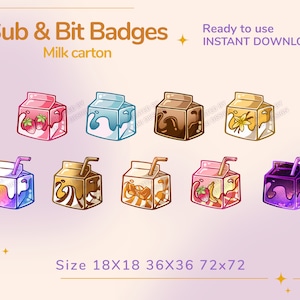 Sub badges Milk carton twitch youtube discord | bit badges subscribers loyality