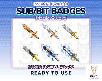 Sword Twitch Badges on stream | Loyality Graphics |  Medieval theme | Fantasy | Magic Weapon