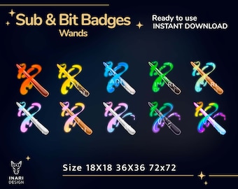 Wand Stream Badges: Magic Twitch/YouTube/Discord Sub & Bit Badges (Digital Download)