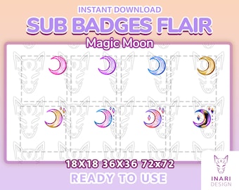 Moon Twitch Badges Flair – Cute Fantasy Sub Badges (Digital Download)