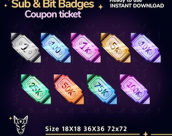 Retro Arcade Ticket Badges for Twitch/YouTube Streamers (Digital Download)