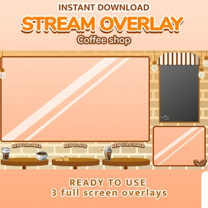 Twitch overlay - Cafe - coffee shop - cute / kawaii / sub badge / stream / twitch / coffee
