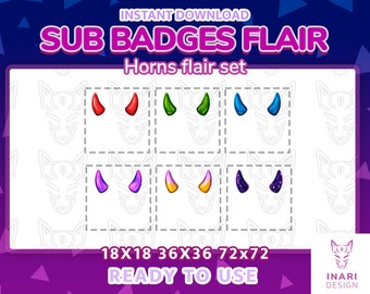 Horns badges Flair for Twitch / bit badges / Emote / Streamer / Subscribe / cheer badges / Stream