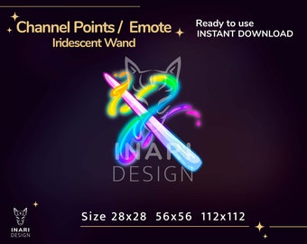Punkty kanału/emotikony Iridescent Wizard Wand dla Twitcha (pobranie cyfrowe)