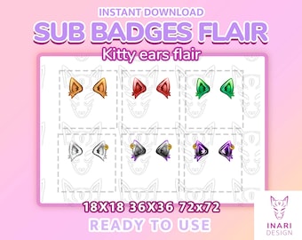 Cat badges flair for Twitch | cute badge flair | kawaii pack on stream | kitty ears flair for channel