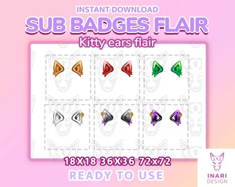 Kitty Ears Twitch Badges Flair: Kawaii Stream Pack (Digital Download)