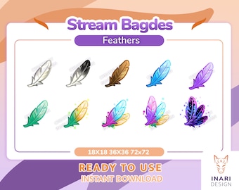 Feather Stream Badges, Twitch, YouTube, Discord (Digital Download)