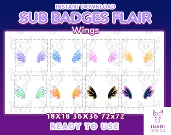 Wings Twitch Badges – Streamer Flair, Fantasy Design (Digital Download)