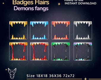 Fangs Twitch Flair: Halloween Stream Graphics, spooky badges, scary theme (Digital Download)