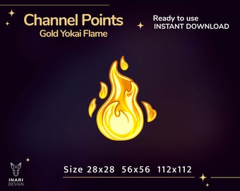 Gold Yokai Flame Twitch Channel Points: Japanese Emote (Digital Download)