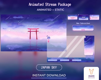 Animated Stream Package: Japan Sky Lofi Theme (Digital Download)