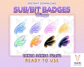 Kawaii Wings Twitch Badges – Sub Badges for stream (Digital Download)