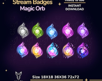 Orb Sub Badges: Japanese Stream Bit Badges | Magic Twitch badge |  (Digital Download)