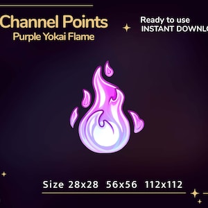 Yokai flame Channel Points on Twitch | Stream graphics | Emotes for twitch | Coins | Japanese style | Kawaii | Purple flame emote