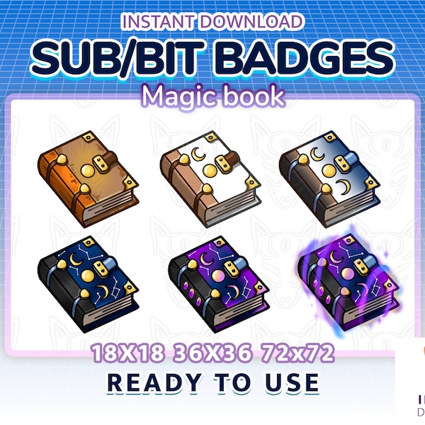 Magic Book Badges for Twitch or YouTube HP | Bit Badges | Magic Badge | Wizard | Cheer Badges | on stream |