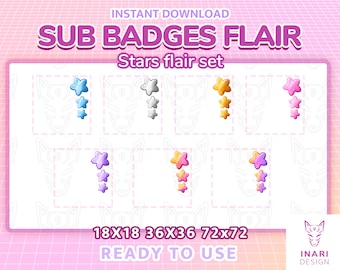 Insignias de suscripción de Twitch de Rainbow Star: Emotes Kawaii (Descarga digital)