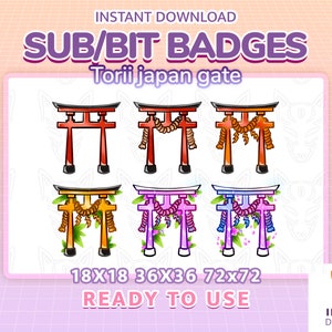 Twitch sub badges - Japan gate - torii - cute / cheer badges / bit badges / stream / cat / subscriber / emotes