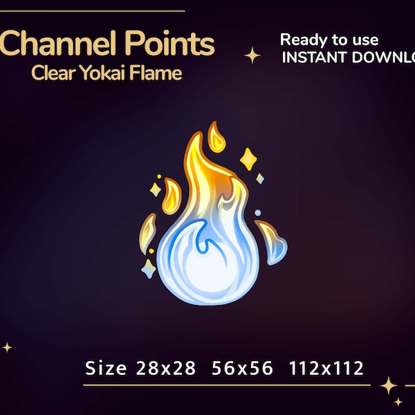 Yokai flame Channel Points on Twitch | Stream graphics | Emotes for twitch | Coins | Japanese style | Kawaii | Clear flame emote