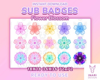 Sakura Flower Badges for Twitch, YouTube, Discord Streams (Digital Download)