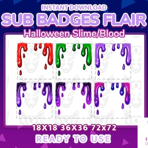 Twitch Badges Flair Slime Blood - halloween / stream / subscriber / bit badges / emote  - Spooky stream on Halloween