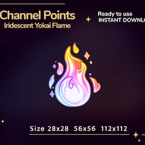 Iridescent Yokai Emote/Channel Points for Twitch /  Stream graphics | Emotes for twitch | Coins | Japanese style | Kawaii | Iridescent flame