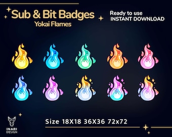 Yokai Flame Sub Badges: Japanese Streamer Bit Badges (Digital Download)