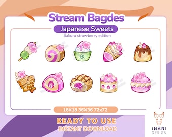 Sakura Desserts Twitch Badges: Japanese Sweets (Digital Download)