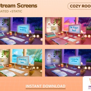 Cozy Stream Screens Animated: Twitch & Youtube (Digital File)