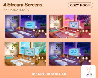 Cozy Stream Screens Animated: Twitch & Youtube (Digital File)