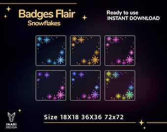 Snowflake Twitch Badges Flair: Winter Stream Graphics (Digital Download)