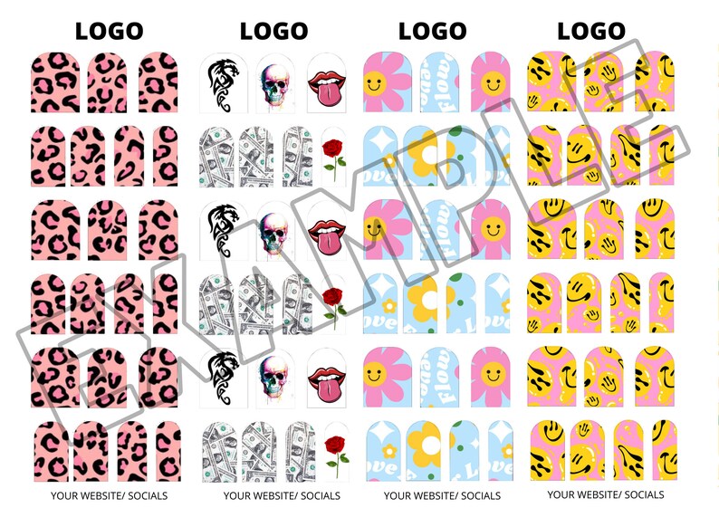 Template for Your Own Waterslide Decals for Nails 25 Etsy