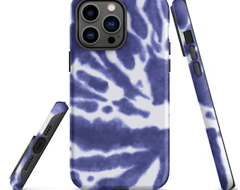 Tie-Dye Phone Case / Tough Case for iPhone / Blue iPhone Case / iPhone 13/ iPhone 14 Pro Max / Idée cadeau / Cadeaux pour lui