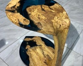 Epoxy Coffee Table, Resin End Table, Custom Round Live Edge Olive Clear Resin Table, Natural Epoxy Resin Side Table,Epoxy Resin Coffee Table