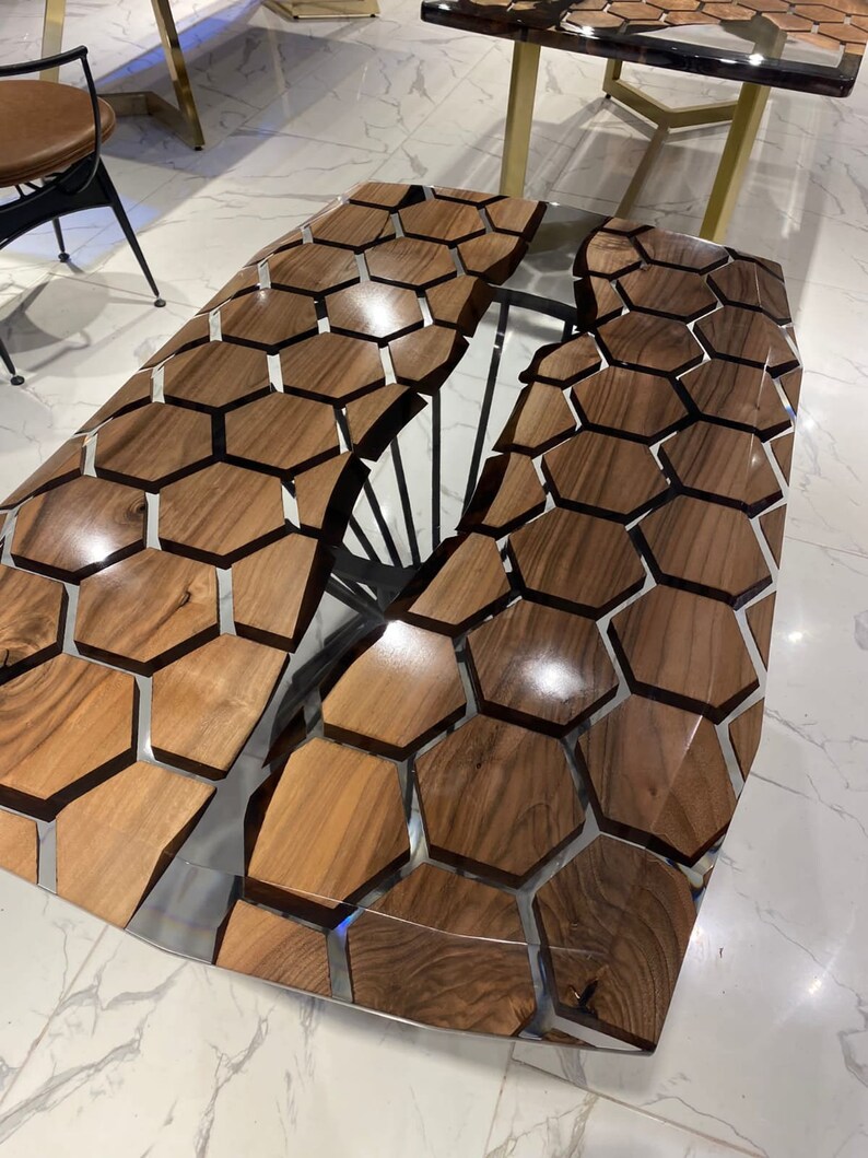 Hexagon Coffee Table Hexagon Epoxy Table Etsy