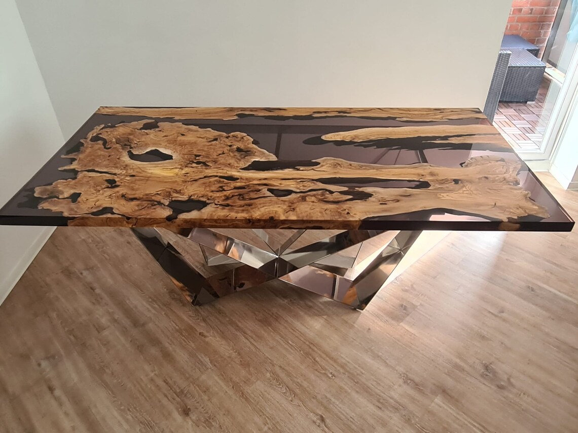 71 x 36 Olive Wood Epoxy Clear Dining Table Epoxy Resin Etsy