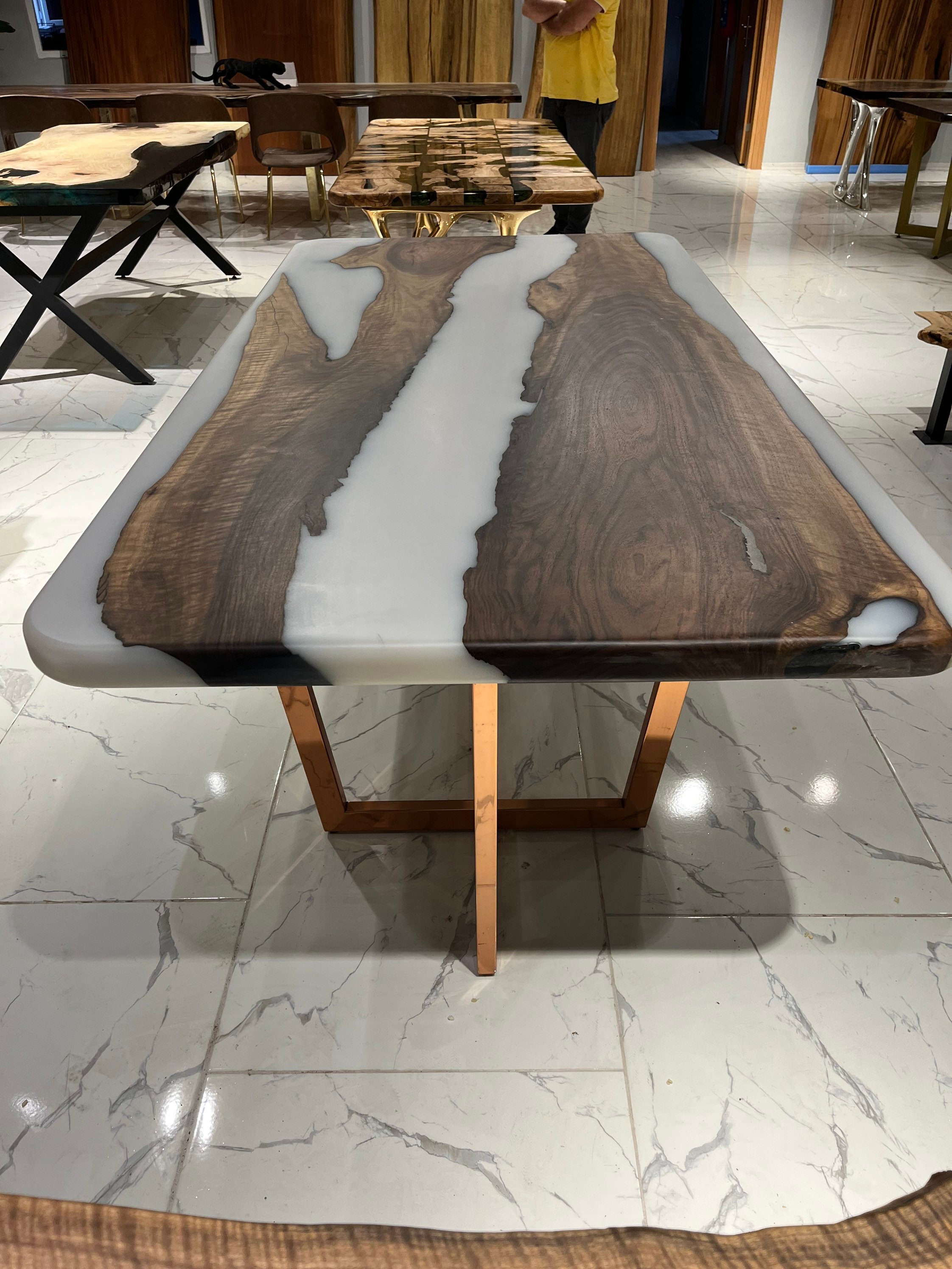 White Epoxy Resin Dining Table Custom Epoxy Dining Table Etsy