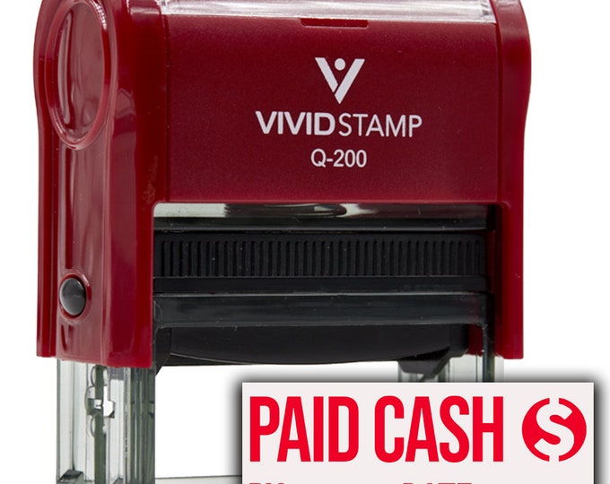 Paid Cash With Date Line (dollar Sign) Self Inking Rubber Stamp - Etsy