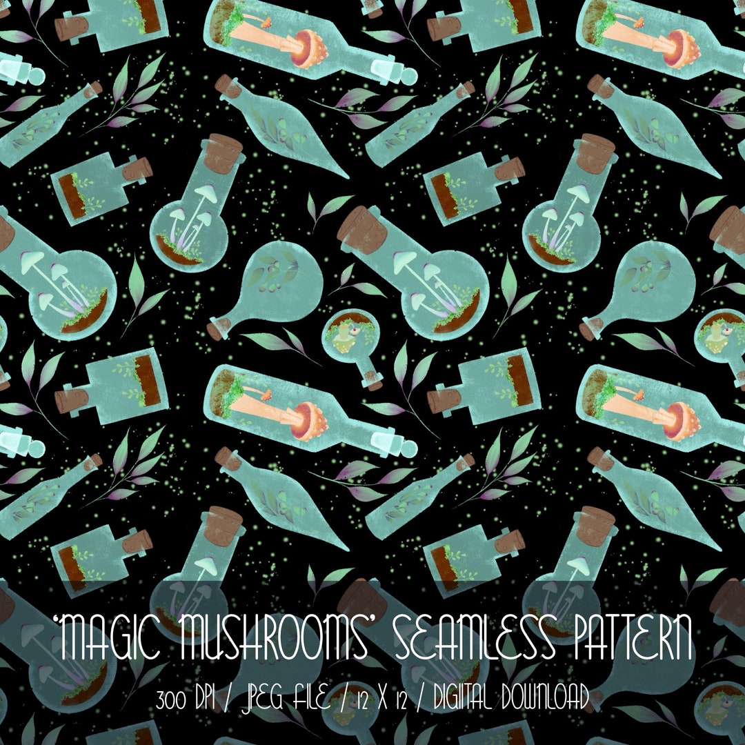 Magic Mushrooms Seamless Pattern, Repeating Pattern - Etsy