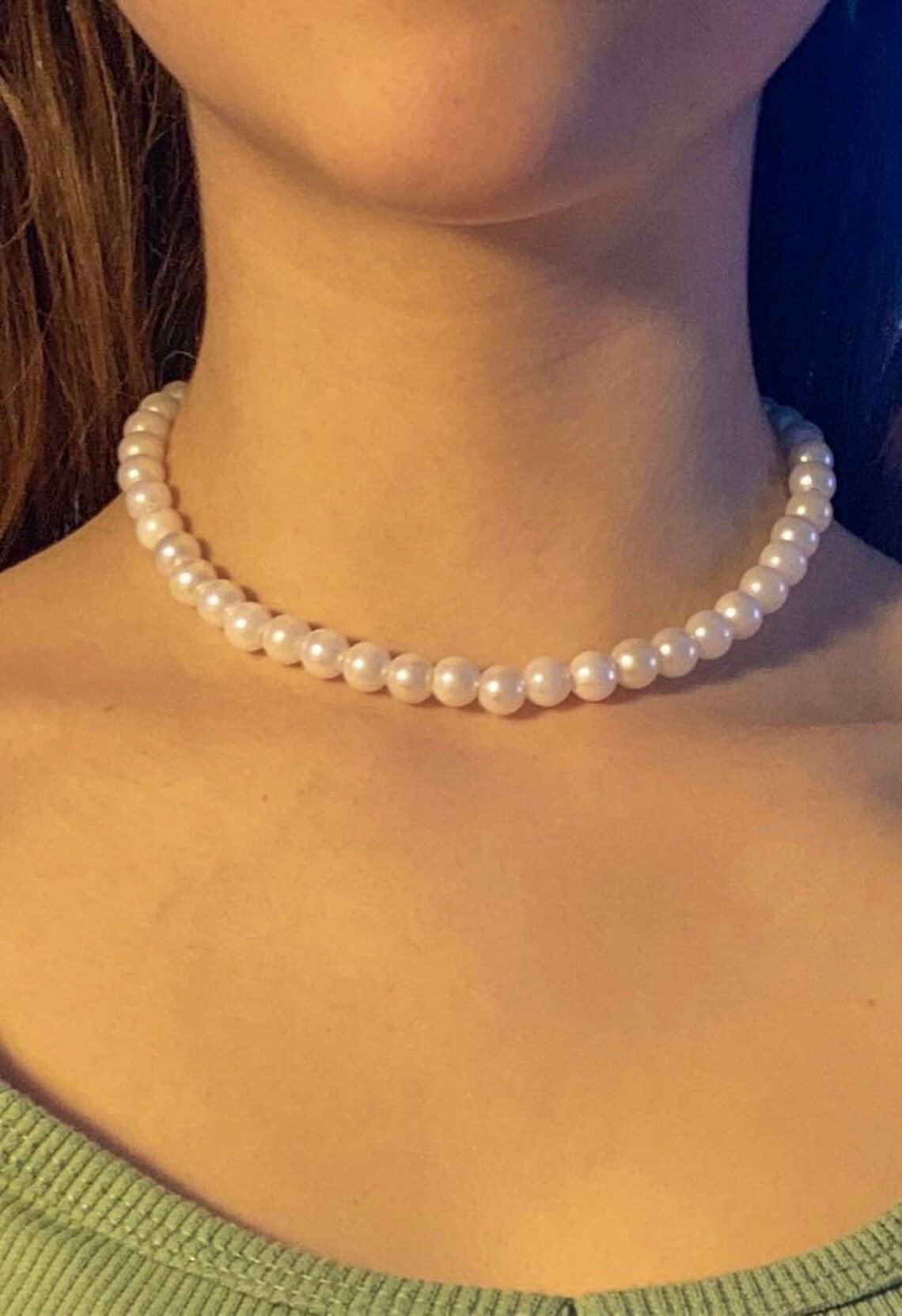 Collar simple de perlas blancas Etsy